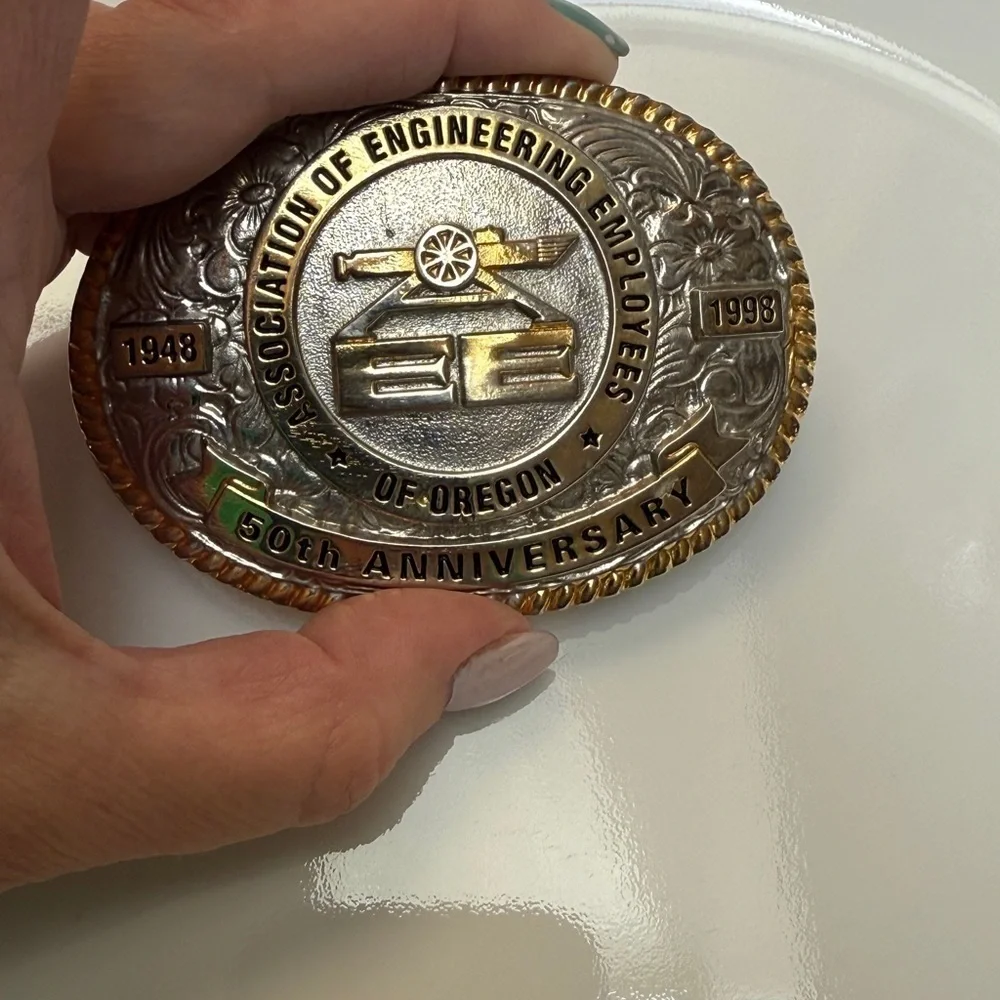 50th Anniversary engineering employees Gold and Silver Commemorative Belt Buckle